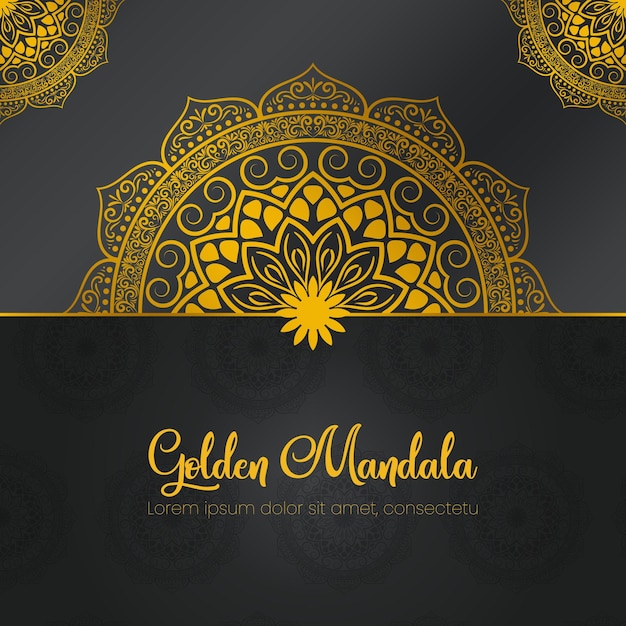 Vector diseño de fondo de diseño de mandala de color dorado islámico de lujo adorno islámico