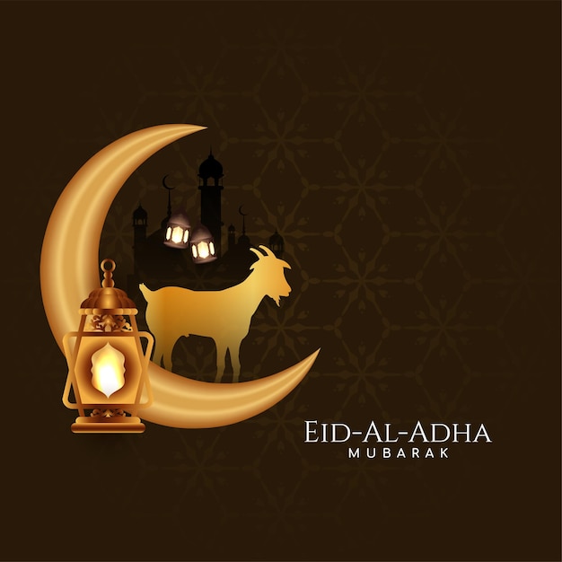 Diseño de fondo de Eid al adha mubarak con mezquita