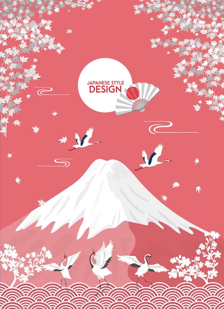 Diseño de fondo de estilo de flores de cerezo japonés