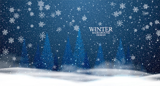 Diseño de fondo de estilo invernal con elementos de nieve y escamas