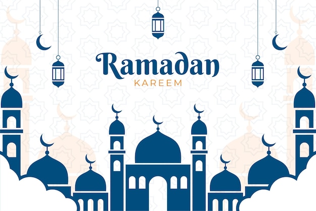 Diseño de fondo de estilo plano para la celebración del Ramadán