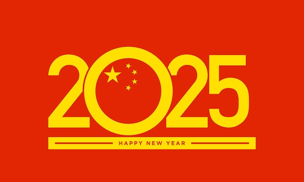 Vector diseño de fondo de feliz año nuevo 2025 con bandera china