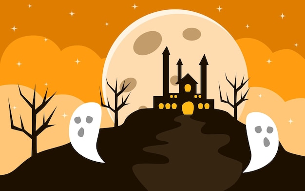 Vector diseño de fondo feliz halloween con color naranja para portadas, pancartas y más