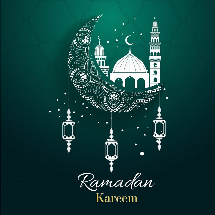Diseño de fondo para el festival musulmán eid Mubarak. Diseño de caligrafía árabe para Ramadan Kareem, elemento de mezquita blanca. Saludo Eid-al-Adha