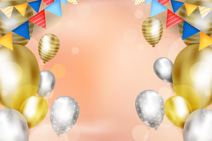 Vector diseño de fondo de fiesta con espacio de copia en la ilustración de vector de globo 3d