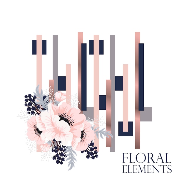 Diseño de fondo floral abstracto con elementos geométricos