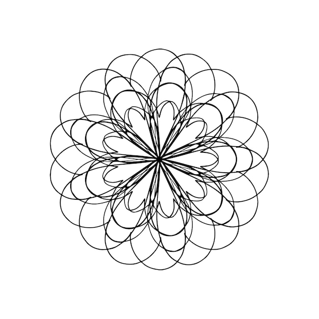 Diseño de fondo floral ornamental mandala blanco y negro