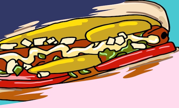 Diseño de fondo de folleto de comida rápida de hot dog