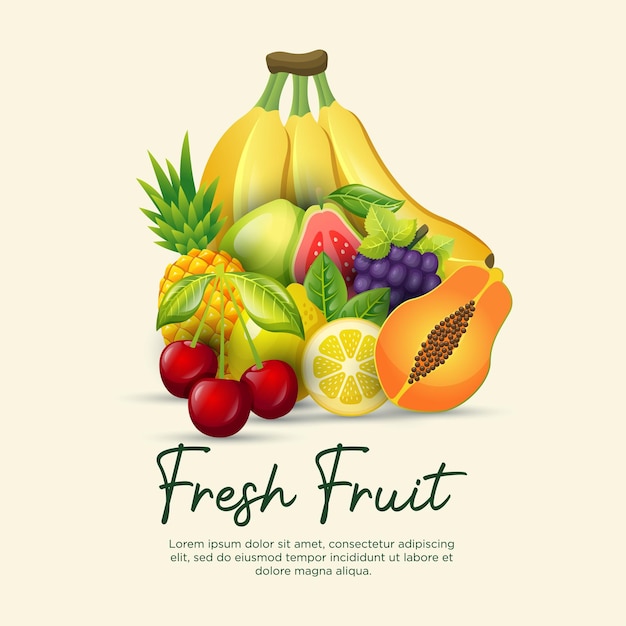 Vector diseño de fondo de frutas en estilo realista