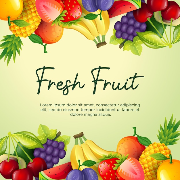 Vector diseño de fondo de frutas frescas en estilo realista