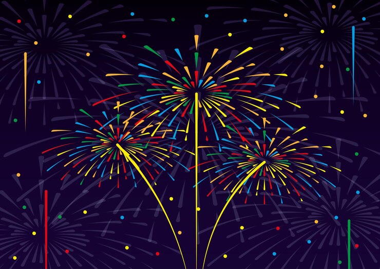 Vector diseño de fondo de fuegos artificiales abstractos y coloridos