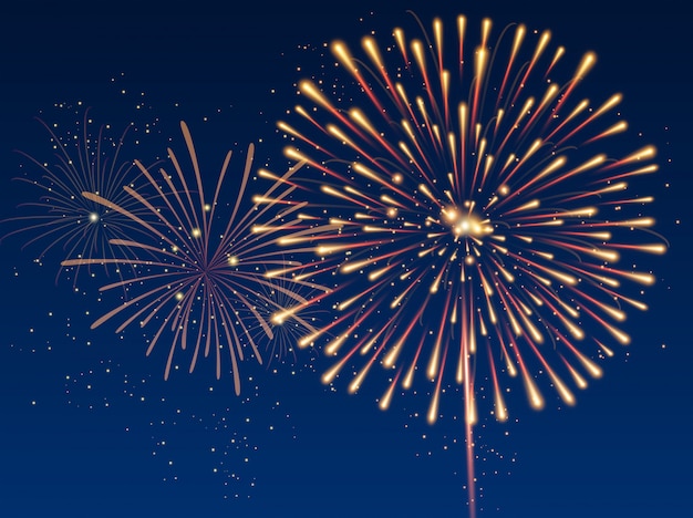 Diseño de fondo con fuegos artificiales en el cielo