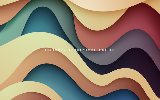 Diseño de fondo geométrico retro Capas de dimensión onduladas coloridas