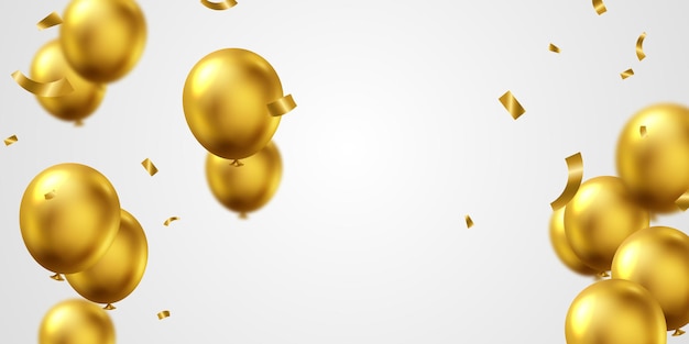 Diseño de fondo de globo dorado realista en 3D Ilustración vectorial de lujo