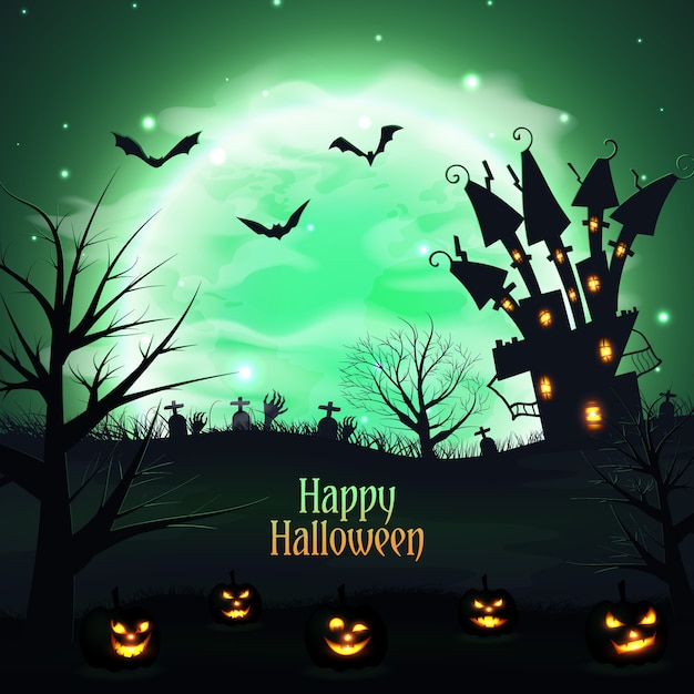 Diseño-de-fondo-de-halloween-con-luna-verde