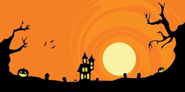 Diseño de fondo de Halloween Noches de Halloween Atmosfera espeluznante Noche de Halloween de calabaza