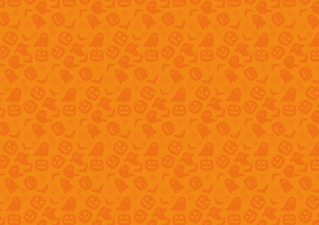 El diseño de fondo de Halloween con patrón de fantasma de calabaza naranja