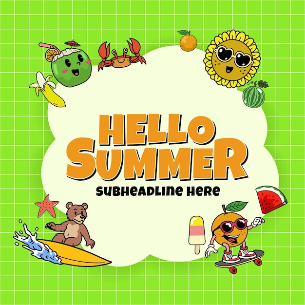 Diseño de fondo de Hello Summer con espacio de copia