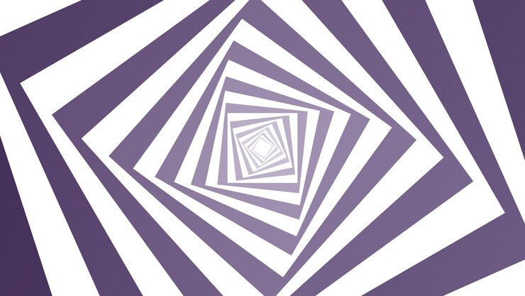 Diseño de fondo de ilusión óptica cuadrada abstracta - patrón de espiral púrpura.