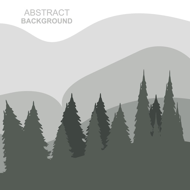 Diseño de fondo de ilustración vectorial de montañas de bosque abstracto