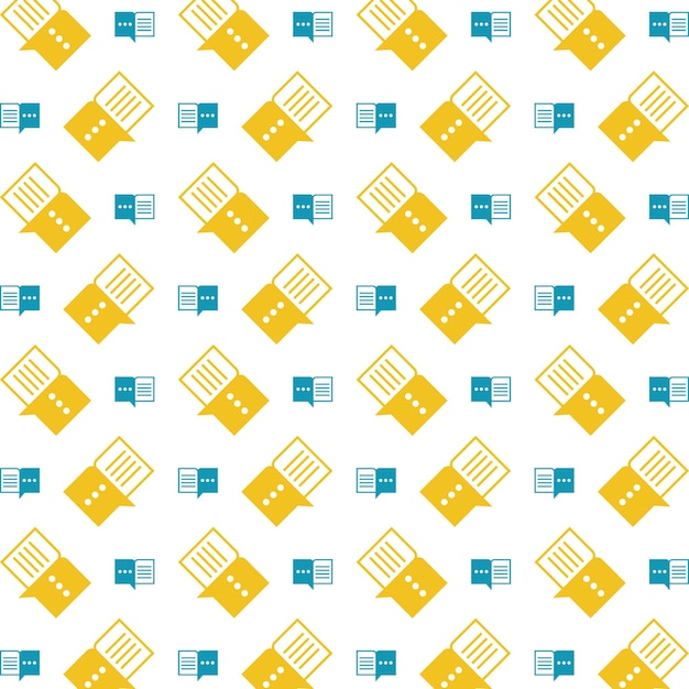 El diseño de fondo de la ilustración vectorial de patrones repetitivos multicolores de Book chat especial