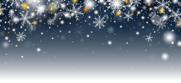 Diseño de fondo de invierno y Navidad de copo de nieve con ilustración de vector de nevadas