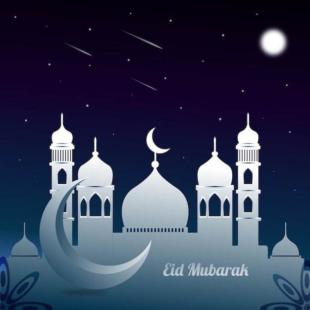 Vector diseño de fondo islámico para la publicación de eid mubarak y la tarjeta de invitación de eid