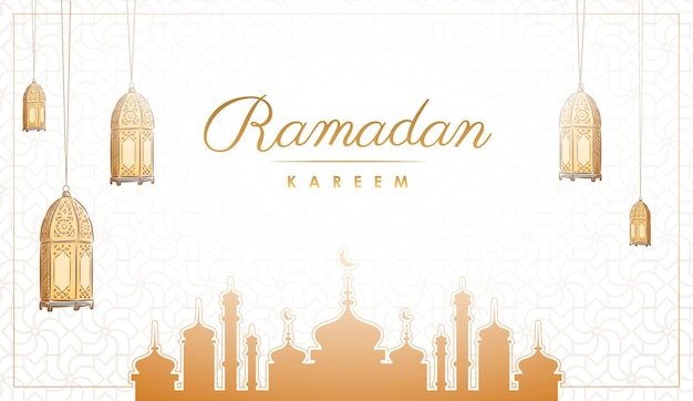 Diseño de fondo islámico Ramadán Kareem dibujado a mano