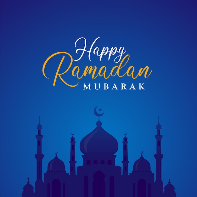 Diseño de fondo islámico de ramadan kareem con ilustración de mezquita. Se puede utilizar para tarjetas de felicitación, telón de fondo o banner.