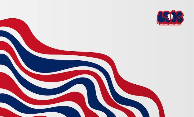Diseño de fondo de Laos con líneas onduladas rojas y azules en concepto abstracto sobre fondo blanco