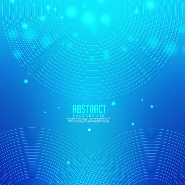 Diseño de fondo de línea de círculo de color gradiente azul con efecto bokeh Arte de fondo abstracto