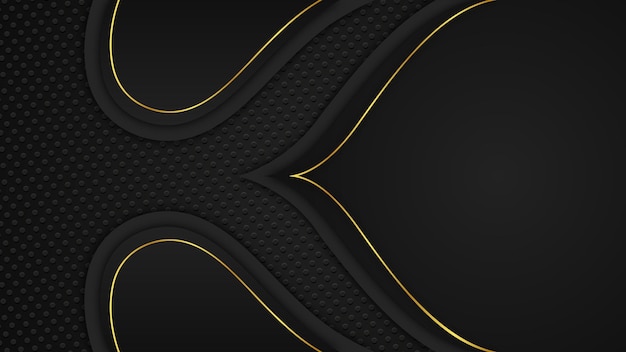Diseño de fondo de líneas doradas de lujo abstracto. Diseño de fondo negro de lujo.