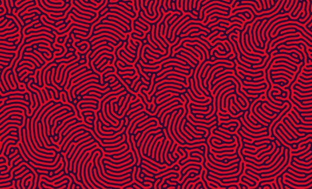 Diseño de fondo de líneas orgánicas irregulares negras y rojas con patrón de giro