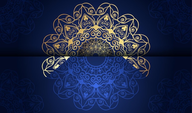 diseño de fondo de mandala de color azul degradado único vector premium