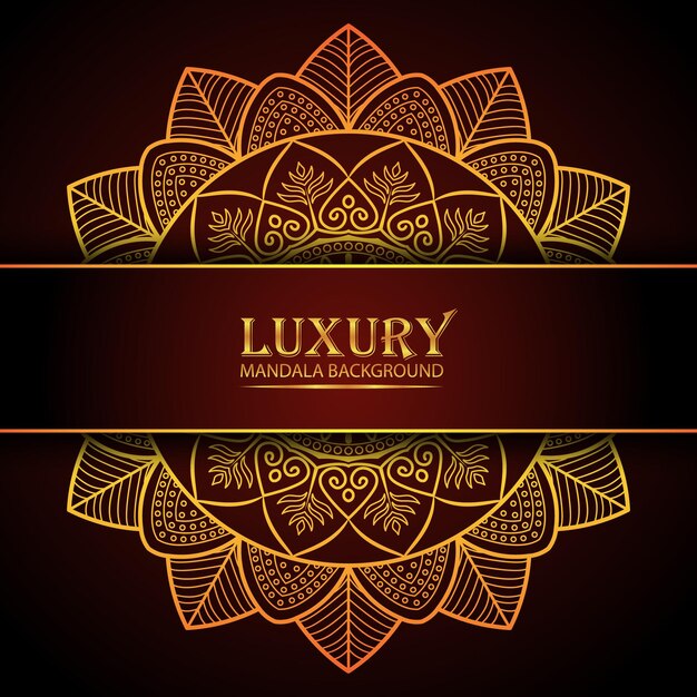 Diseño de fondo de mandala con color dorado de lujo.