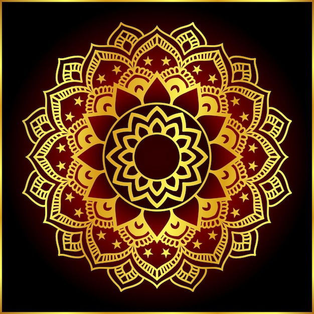 Diseño de fondo de mandala con color dorado de lujo.
