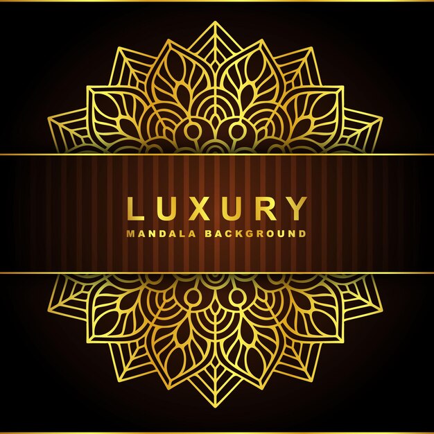 Diseño de fondo de mandala con color dorado de lujo.