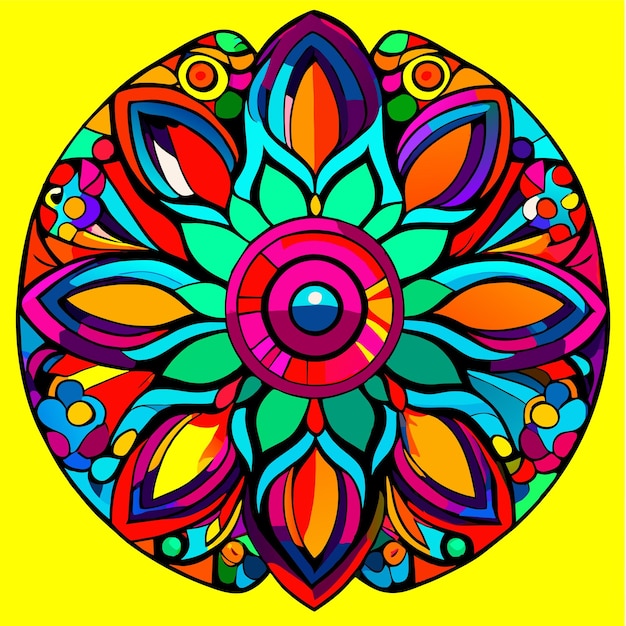 Vector diseño de fondo de mandala colorido de moda o ilustración vectorial de ruedas