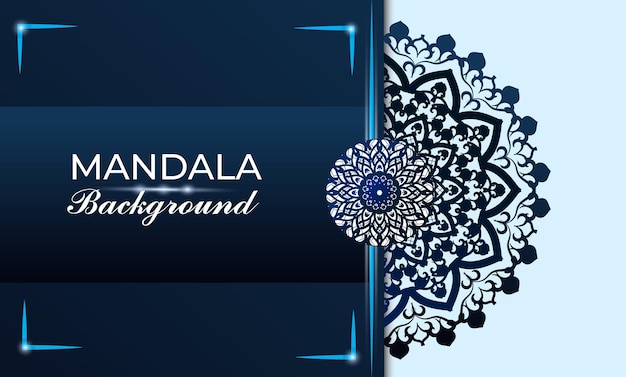 Diseño de fondo de mandala Fondo de lujo con mandala de color azul oscuro