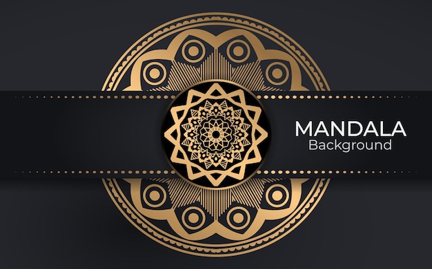 Diseño de fondo de mandala islámico de color dorado de lujo o mandala para el diseño de tatuaje de henna mehndi