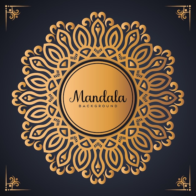 Diseño de fondo de mandala de lujo en color dorado