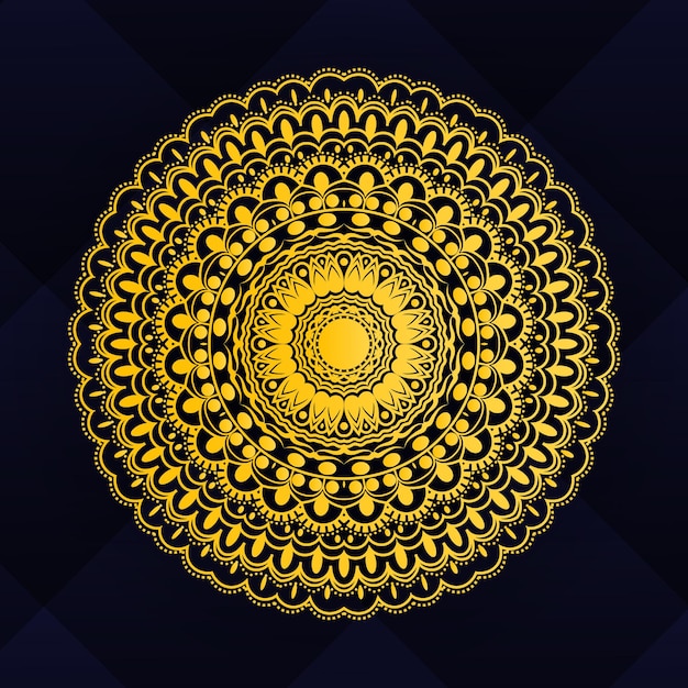 Diseño de fondo de mandala de lujo de color oro vectorial