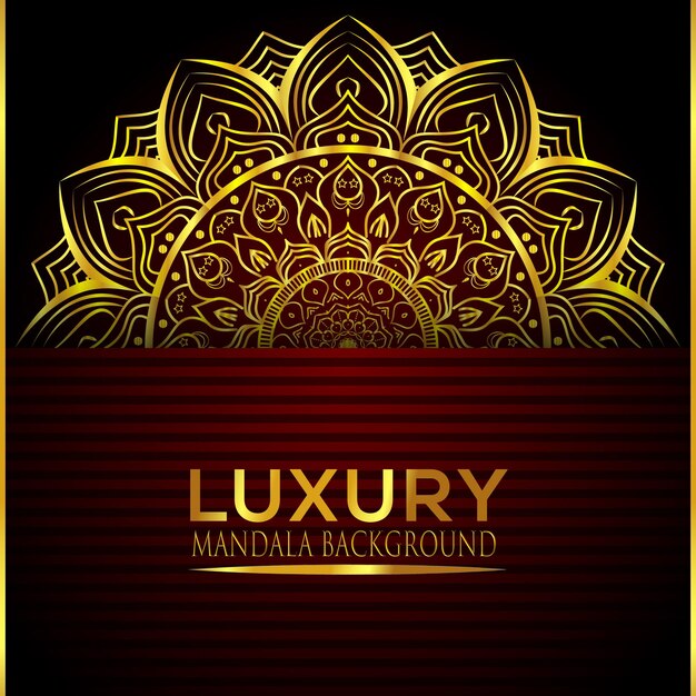 Diseño de fondo de mandala de lujo con elemento decorativo de color dorado
