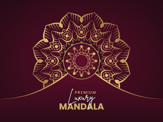 Diseño de fondo de mandala de lujo con gradiente dorado
