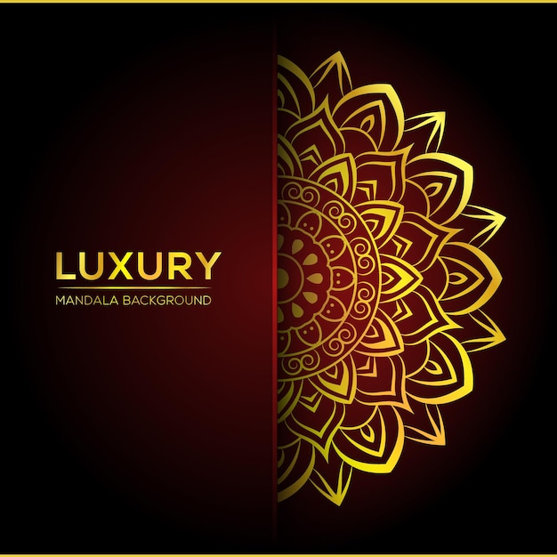 Diseño de fondo de mandala de lujo de mandala floral dorada