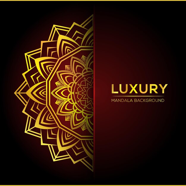 Diseño de fondo de mandala de lujo de mandala floral dorada