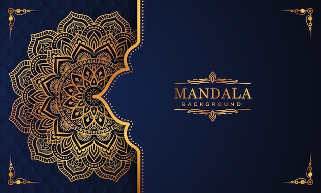 Diseño de fondo de mandala ornamental de lujo en patrón arabesco dorado Vector Premium