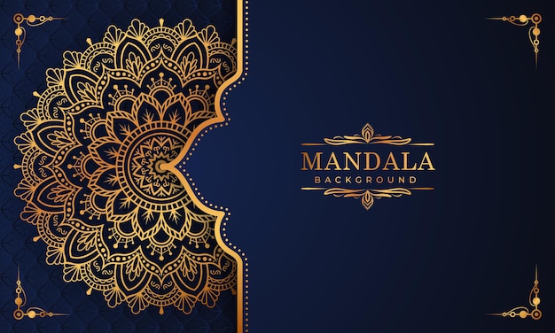 Diseño de fondo de mandala ornamental de lujo en patrón arabesco dorado vector premium