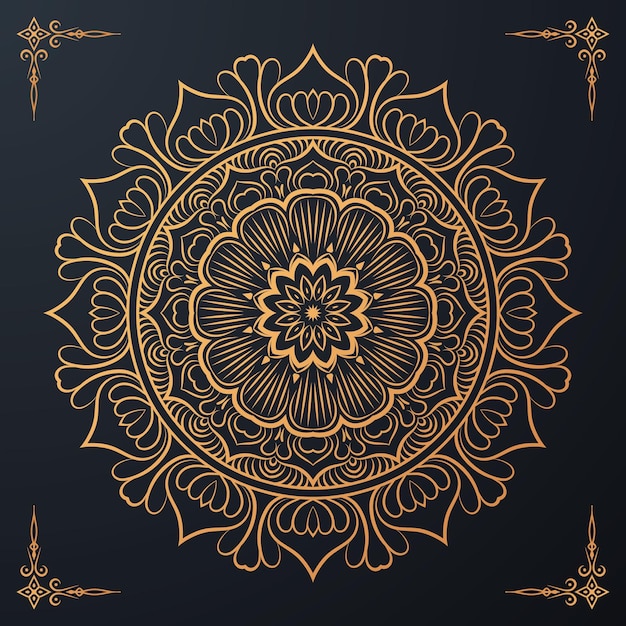 Vector diseño de fondo de mandala ornamental de lujo con patrón arabesco dorado