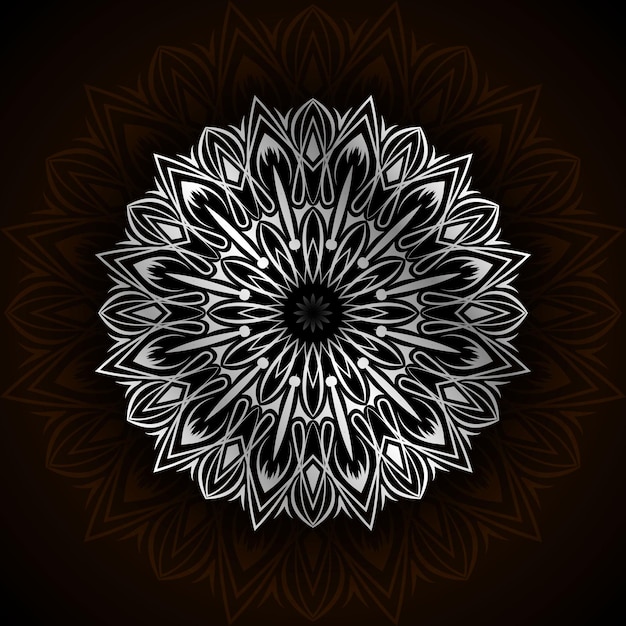 Diseño de fondo de mandala ornamental de plata de lujo